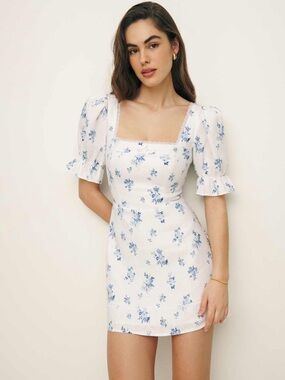 Reformation Evianna Linen Dress in Delicacy